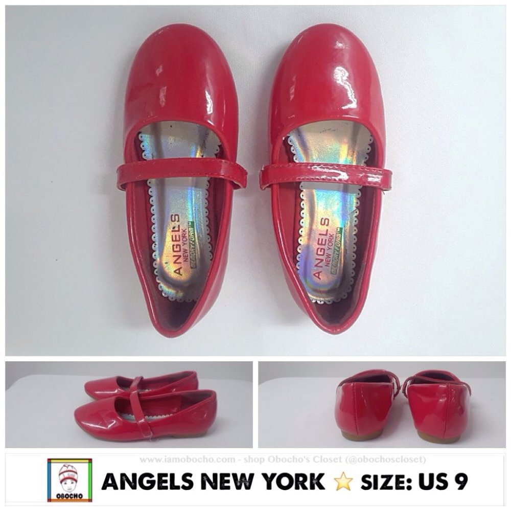 Angels New York Girl's Red Round Toe Strap On Sandal Size 9 (PRE-LOVED)